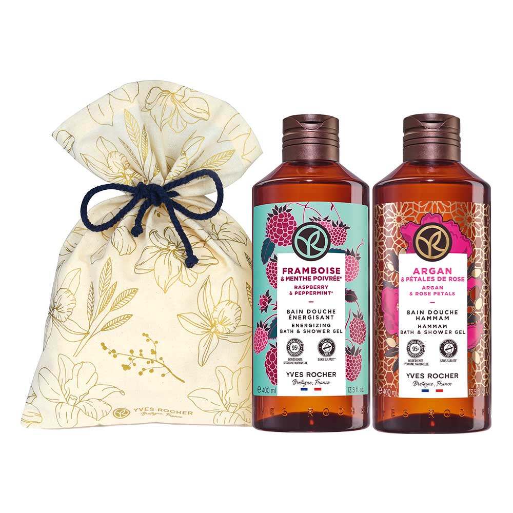Duo Bath And Shower Gel Set 400ml - Raspberry & Argan